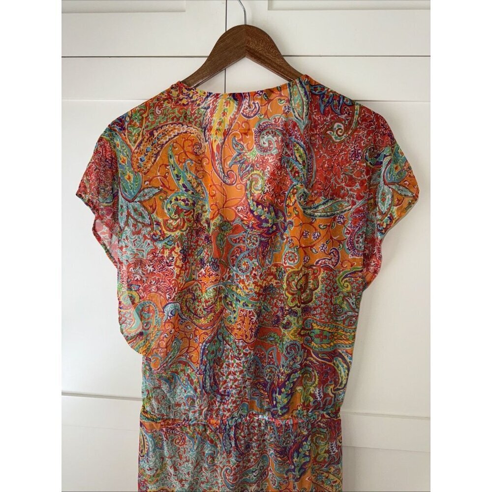 RALPH LAUREN 🌸 SHEER BOLD PRINT / BLOUSE / COVER UP - Picture 12 of 16